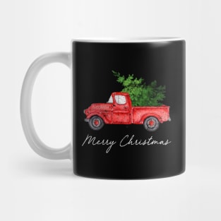 Merry Christmas Retro Vintage Red Truck Mug